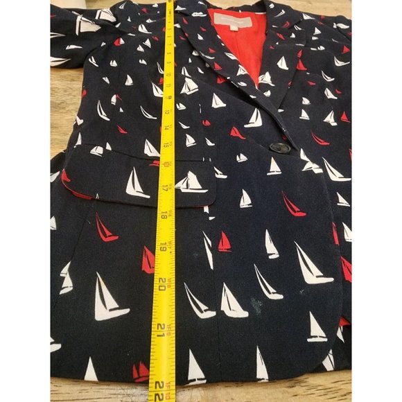 Banana Republic Blue Red White Sailboat Blazer Women's Size 2 Business Casual - Picture 5 of 6